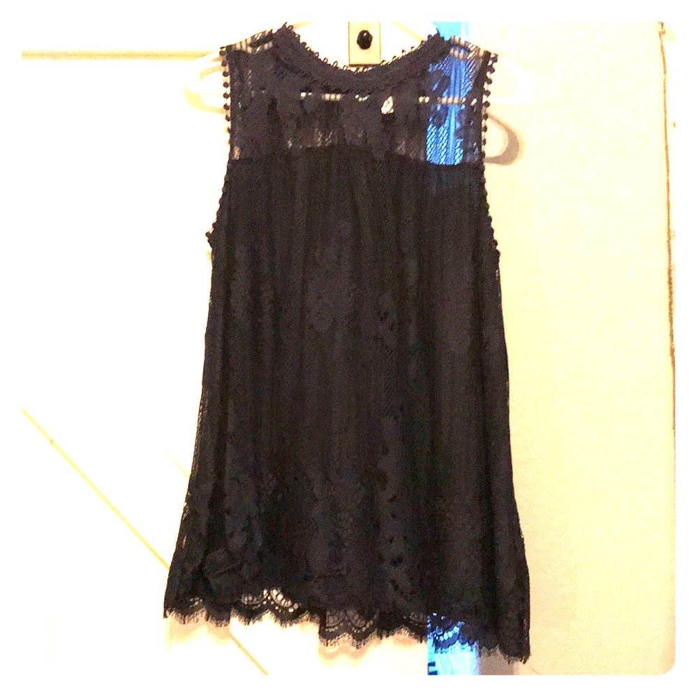 Navy lace top